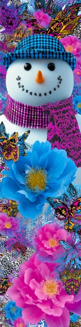 Free printable Christmas bookmarks of a floral snowman